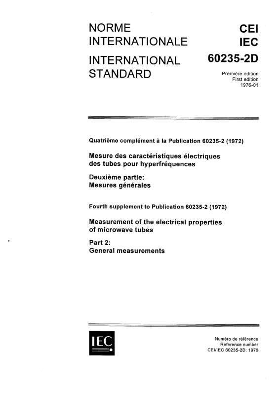 Cover IEC 60235-2D:1976
